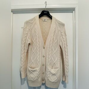 Wilfred Cream Cable-Knit Button Cardigan with Front Pockets